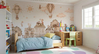 Story-style City Cats Mono wall mural with rooftop cats