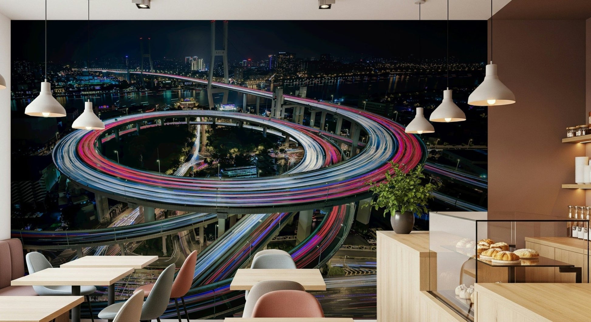 City Flow Light Trails Wall Mural - 2356172