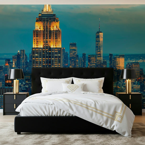 Vibrant twilight horizon City Lights at Dusk wallpaper mural, GD7514