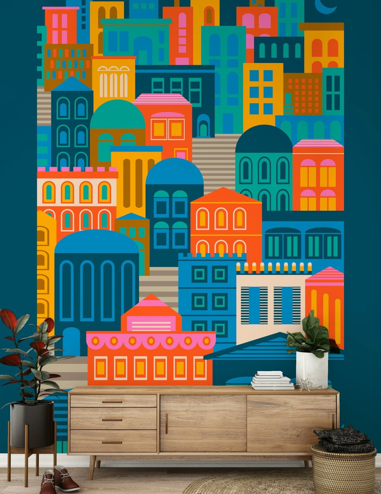 Colorful City Lights wallpaper architecture rainbow hues vibrant.