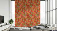 City Lights By Day Vintage Travel Bright Geometric Buildings Sunny Vintage 1950s Colours Wallpaper mural decor.