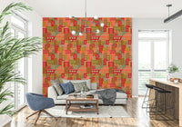 City Lights By Day Vintage Travel Bright Geometric Buildings Sunny Vintage 1950s Colours Wallpaper mural for kitchen.