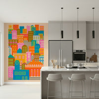 City Lights, maximalist, vibrant wall decor option.
