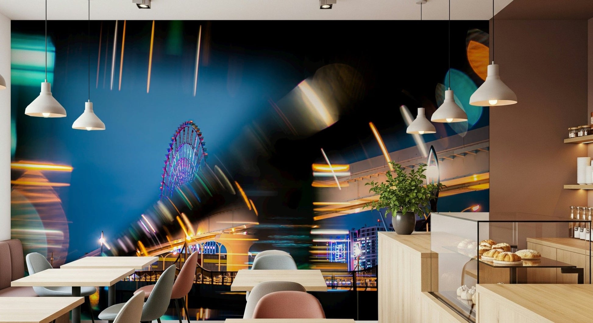 A serene modern urban pattern wall mural for your decor.