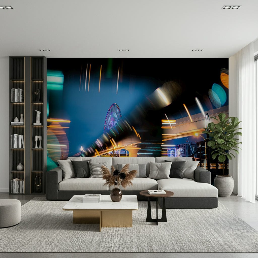 A calming modern pattern wallpaper mural that defines a space.