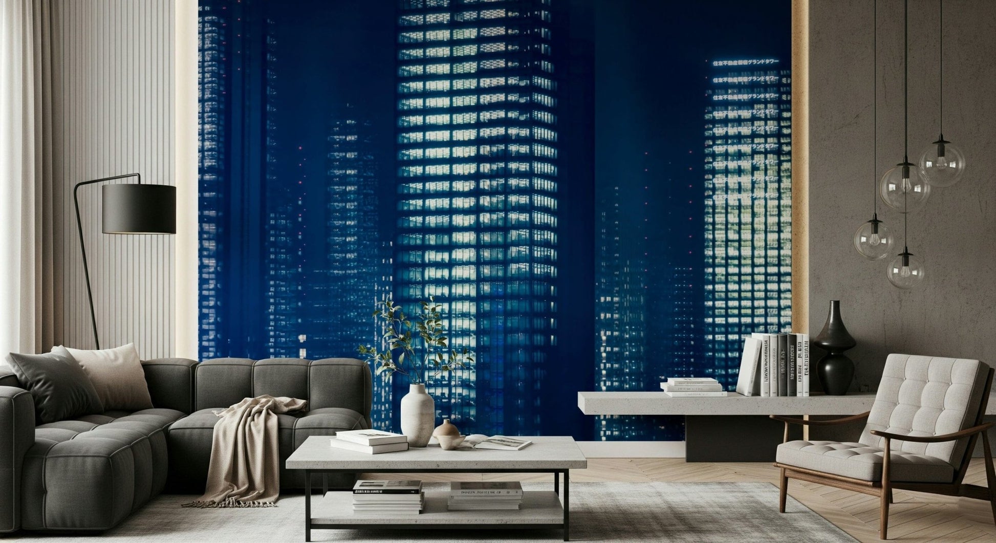 A serene modern urban pattern wall mural for your decor.