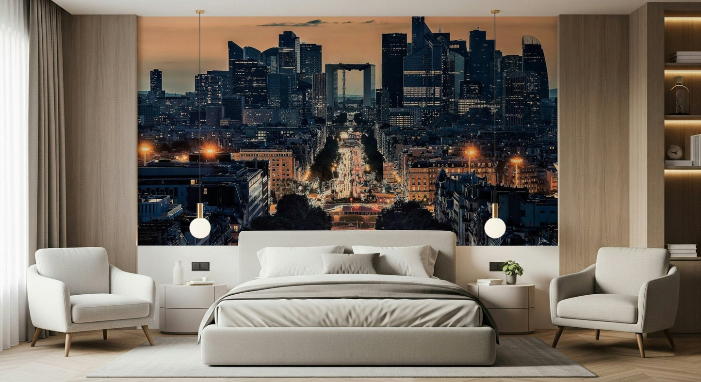 Stylish at Dusk wallpaper mural highlighting metropolitan lights., GD7498