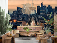 Modern City of Lights wallpaper for walls showcasing skyscrapers., GD7498
