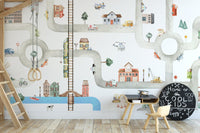 City of vehicles wallpaper featuring roads and buildings