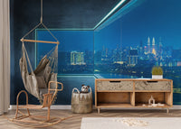 City View Loft Glass Window Wall Mural - Giffywalls