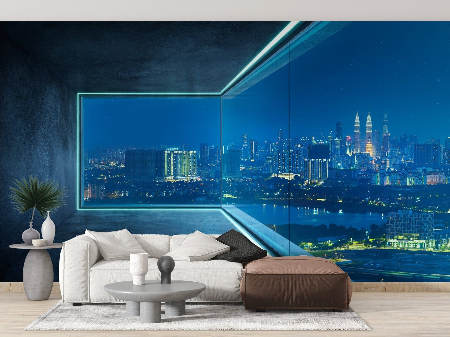 City View Loft Glass Window Wall Mural - Giffywalls