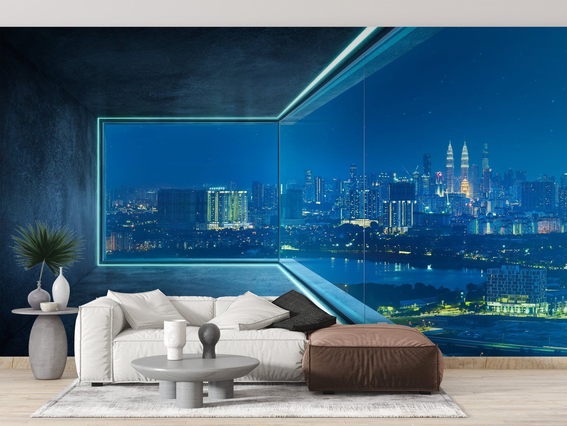 City View Loft Glass Window Wall Mural - Giffywalls