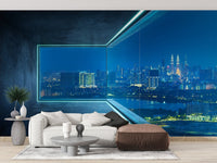City View Loft Glass Window Wall Mural - Giffywalls