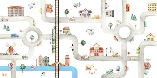 City of Vehicles Wallpaper for Kids Room