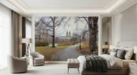 City's Nature Vista Wall Mural as a feature wall in a contemporary dining area.