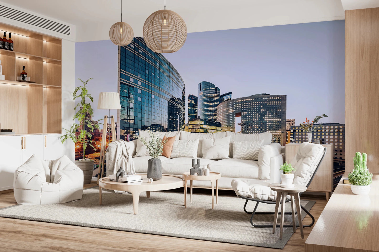 Cityscape Lights wall mural featuring a high-speed urban highway at dusk.