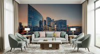 Cityscape Serenity wallpaper for a relaxing contemporary lounge area.