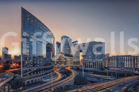 Cityscape Serenity wall mural showcasing a quiet city morning.