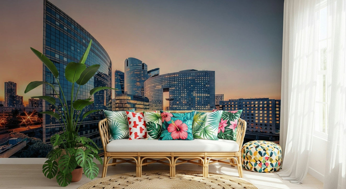 Cityscape Serenity wallpaper featuring high-rise buildings and soft light.