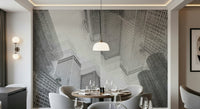 A graceful subtle pattern wall mural in cool, neutral tones.