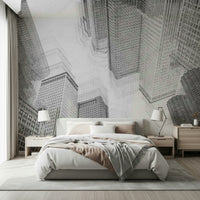 An artistic soft focus city mural on minimalist wallpaper.