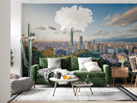 Wide cityscape vista wallpaper for feature wall use