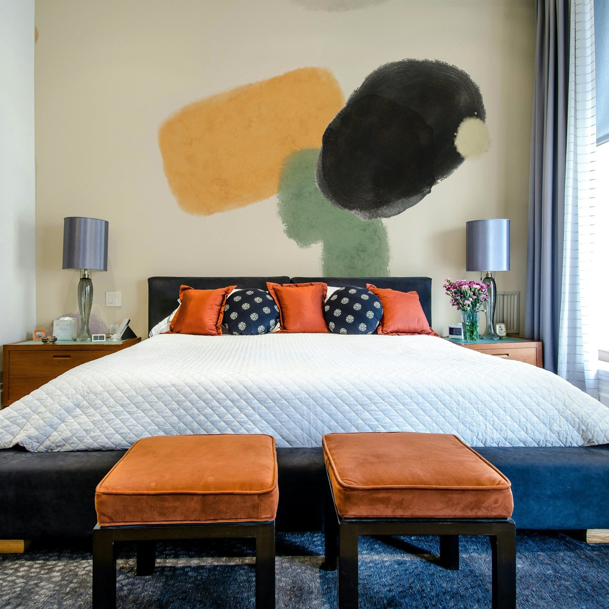 Beige and cream abstract mural

