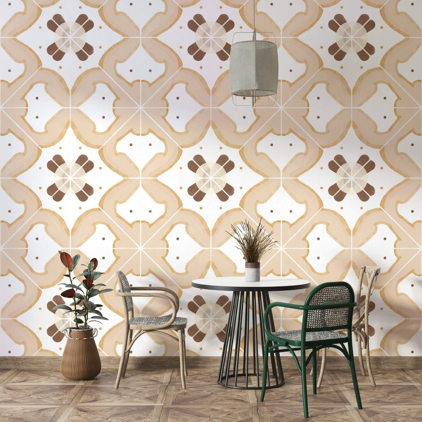 Close-up of classic apricot tile pattern


