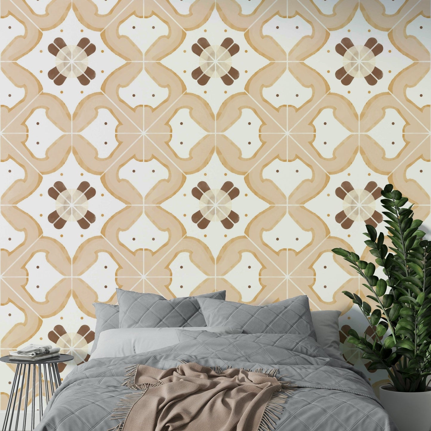 Wallpaper with a pattern of classic squares

