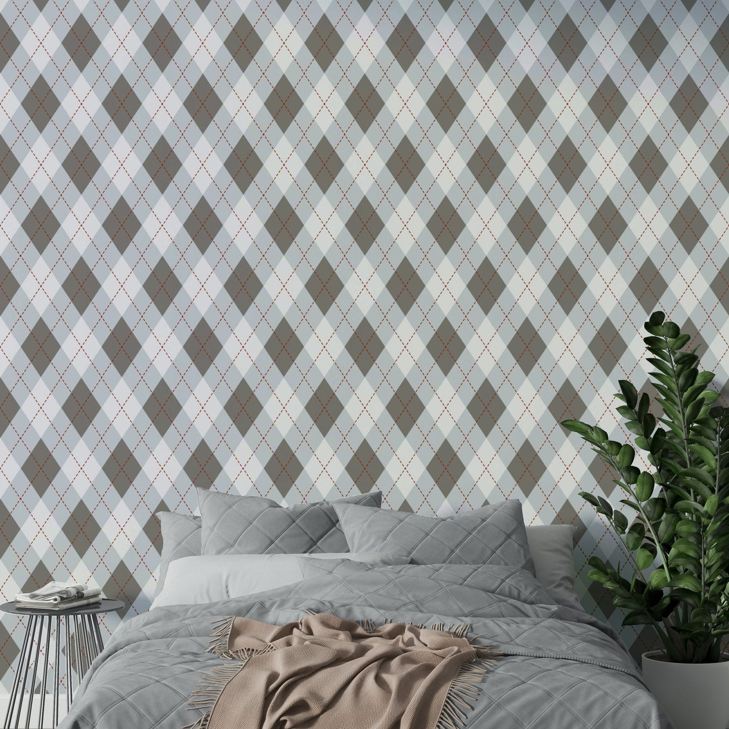 High-quality image of the classic argyle pattern wallpaper


