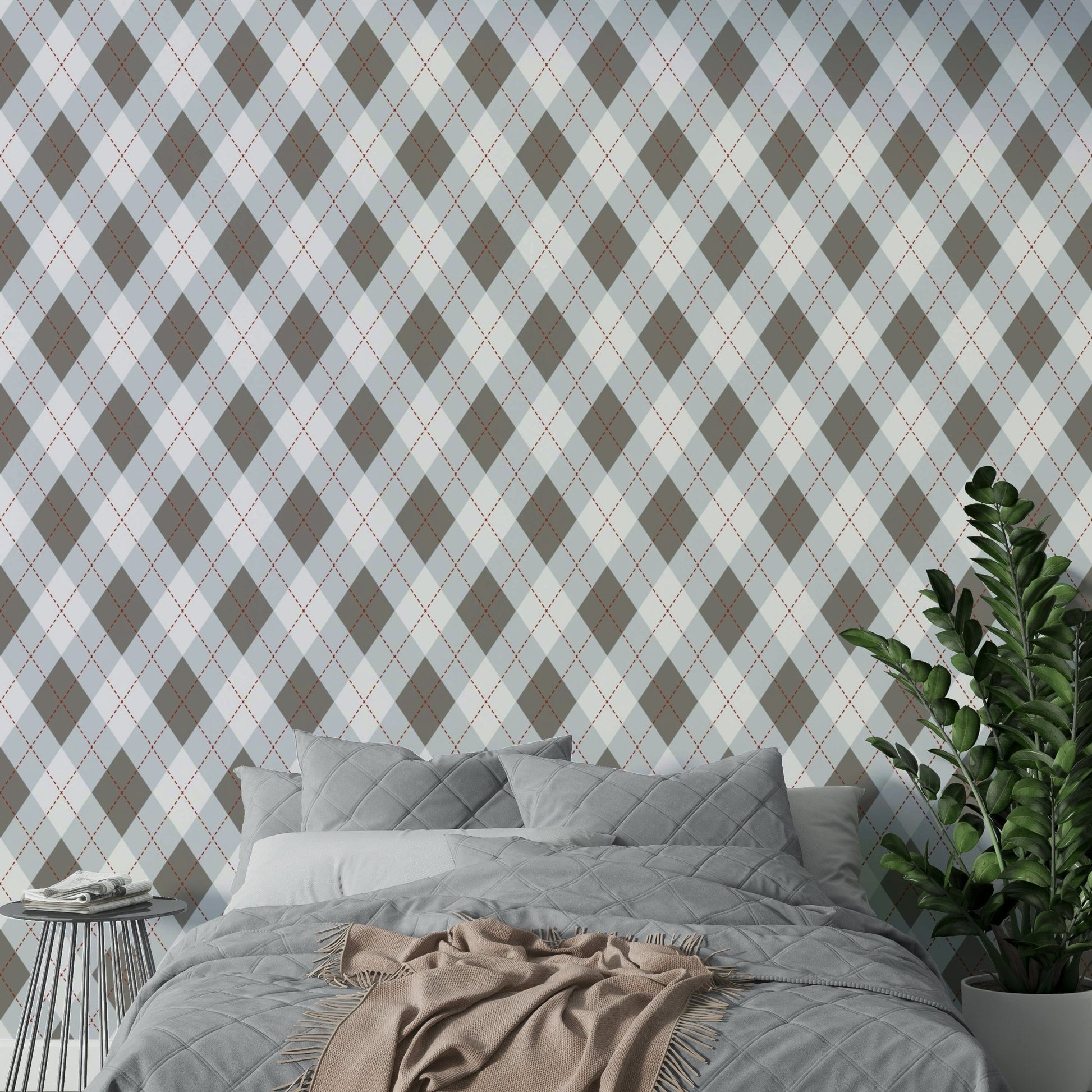 High-quality image of the classic argyle pattern wallpaper

