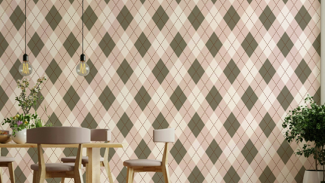 The design is a repeating grid of diamond shapes.
