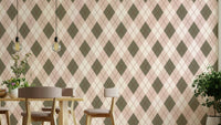 The design is a repeating grid of diamond shapes.
