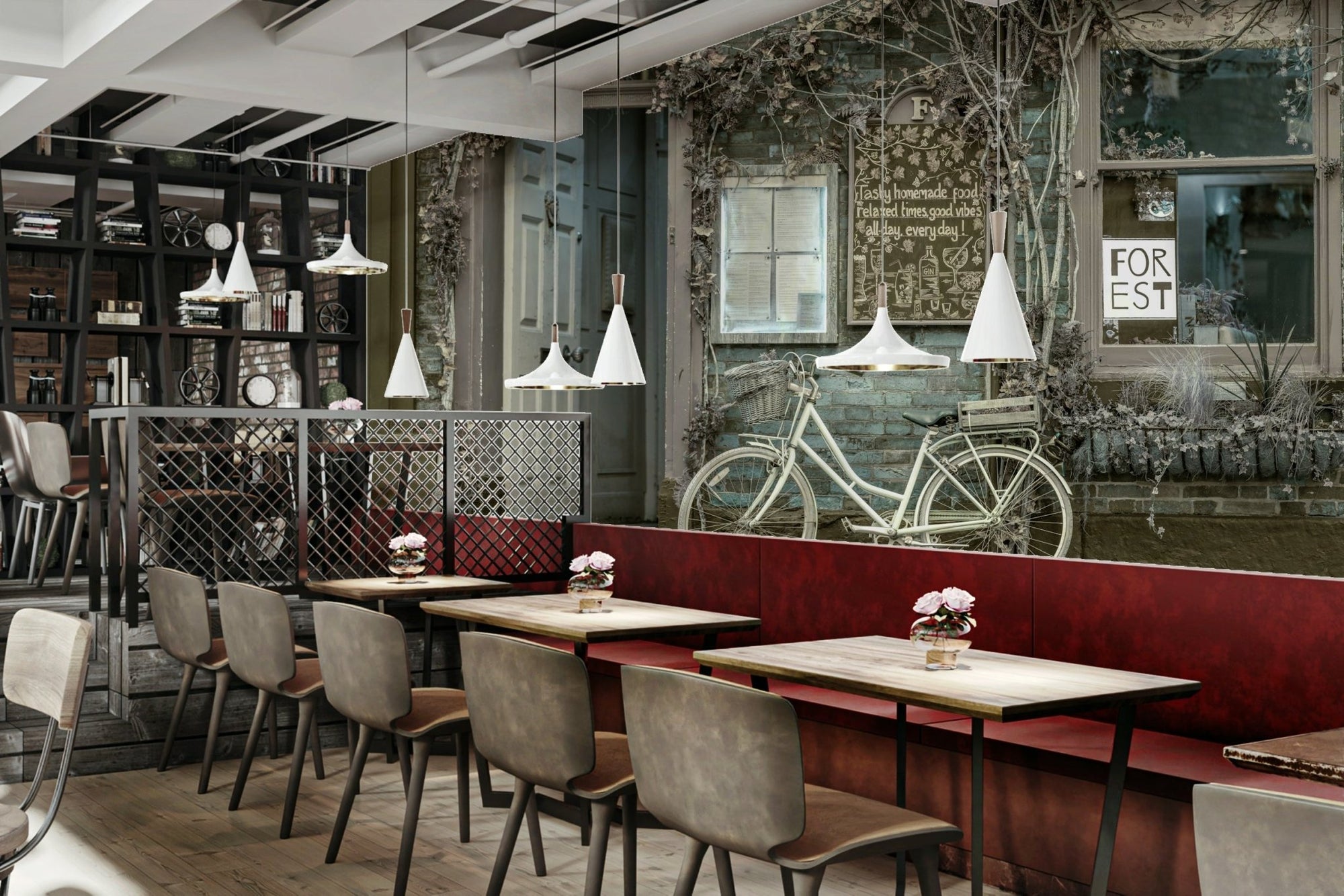 Classic Bicycle Cafe Charm wall mural, GD2014