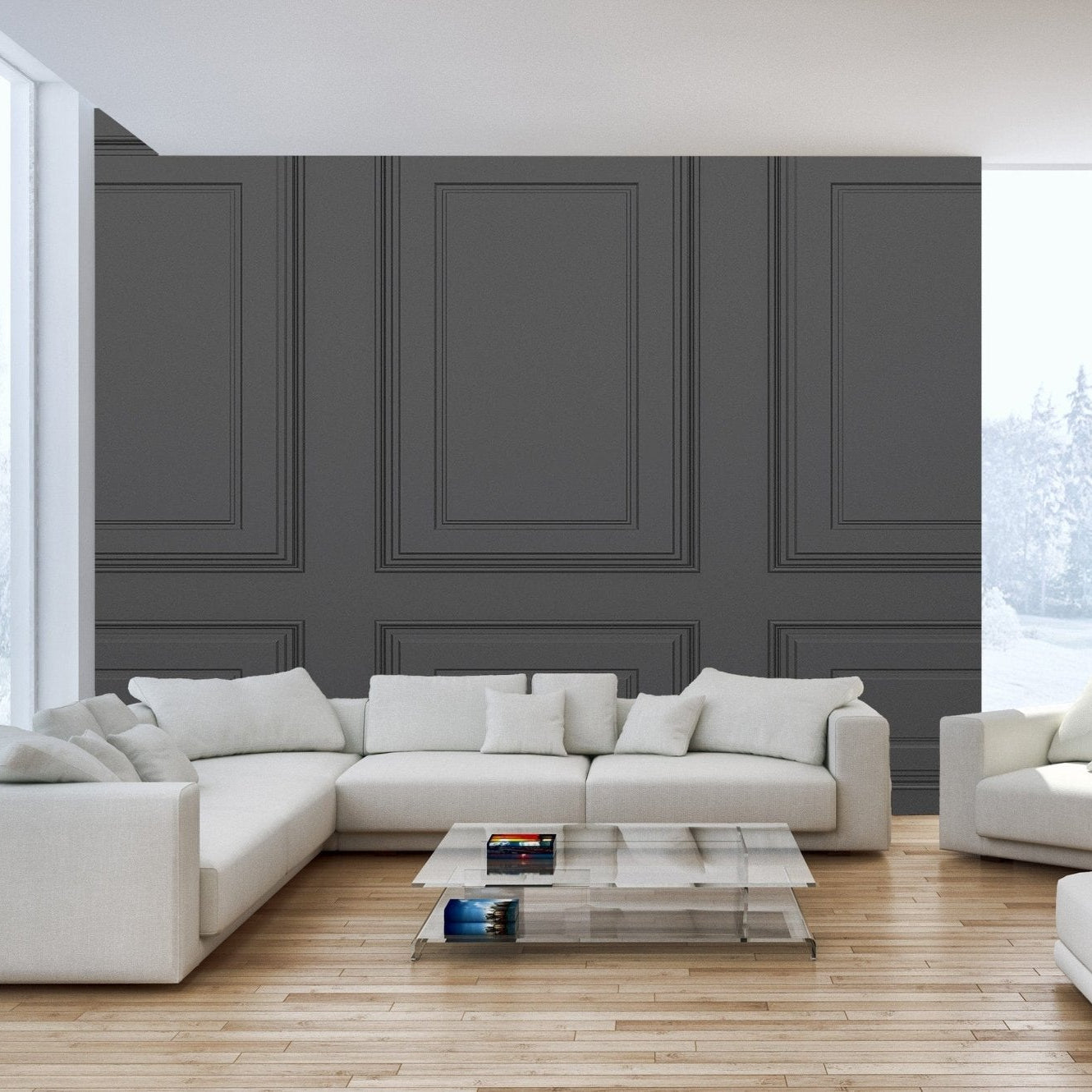 Luxurious black wooden mural wallpaper Lux-01
