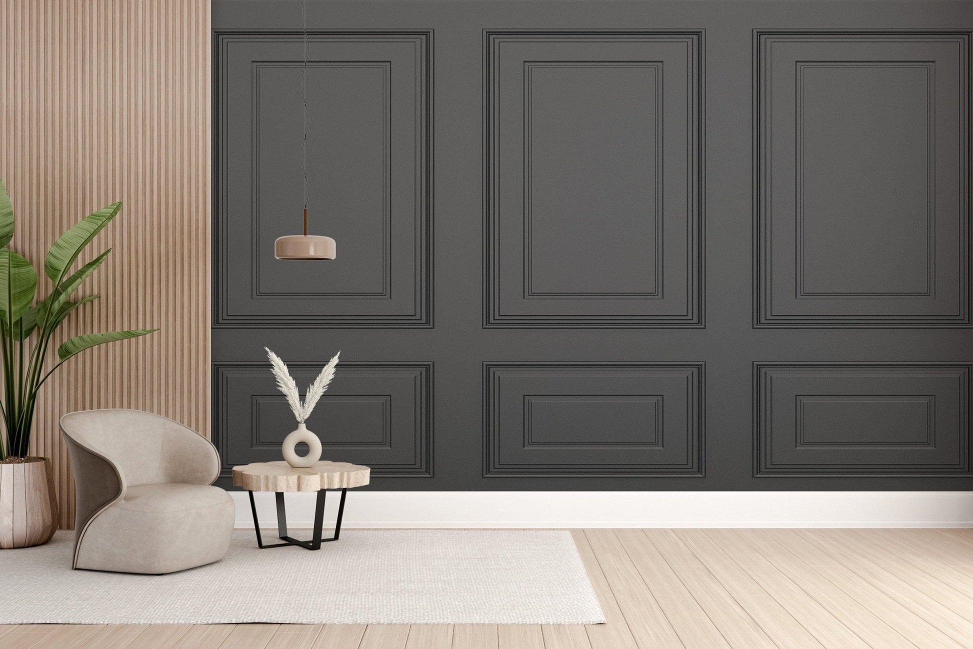 Sleek black panel design wall mural Lux-01
