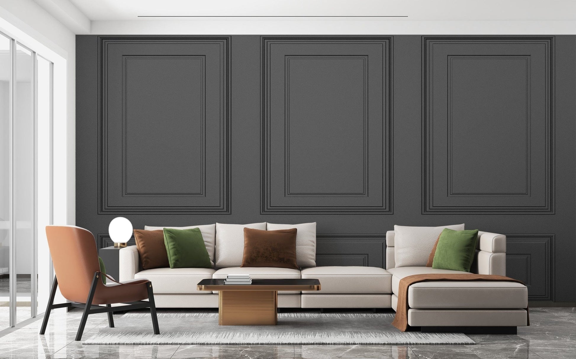 Classic Black Wooden Panel Wallpaper Mural - Giffywalls Lux-01