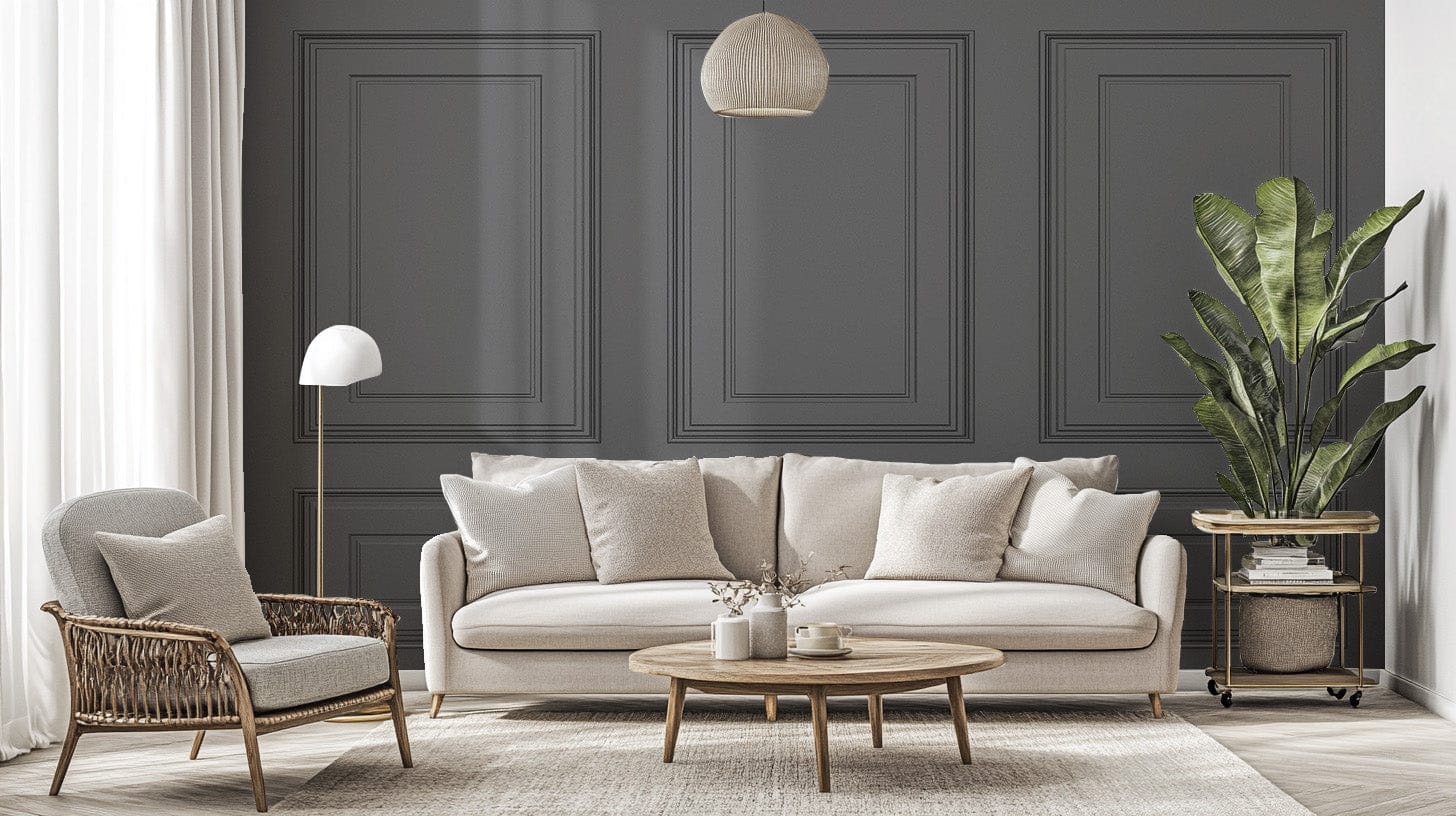Classic black panel design wall mural Lux-01