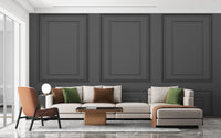 Classic Black Wooden Panel Wallpaper Mural - Giffywalls