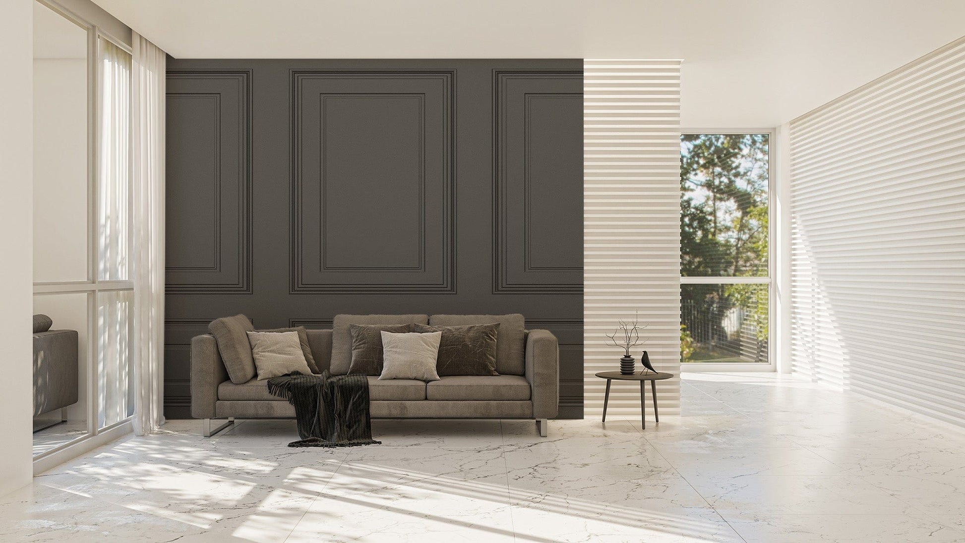 Classic Black Wooden Panel Wallpaper Mural - Giffywalls