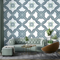 Textured wallpaper with a blue tile design GD4373

