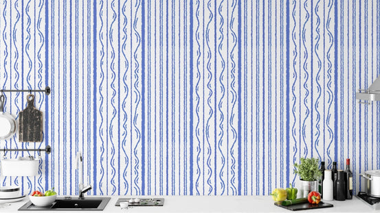 Sophisticated blue stripes wall mural for stylish accent walls. RNM13