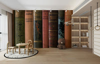 Beautifully crafted book spines creating an intellectual atmosphere

