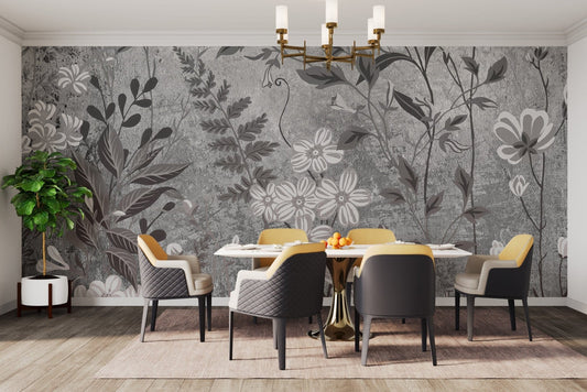 Classic nature-inspired wall mural with flowers C527
