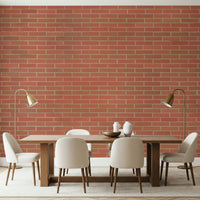 A peaceful brick wall mural on decorative wallpaper.

