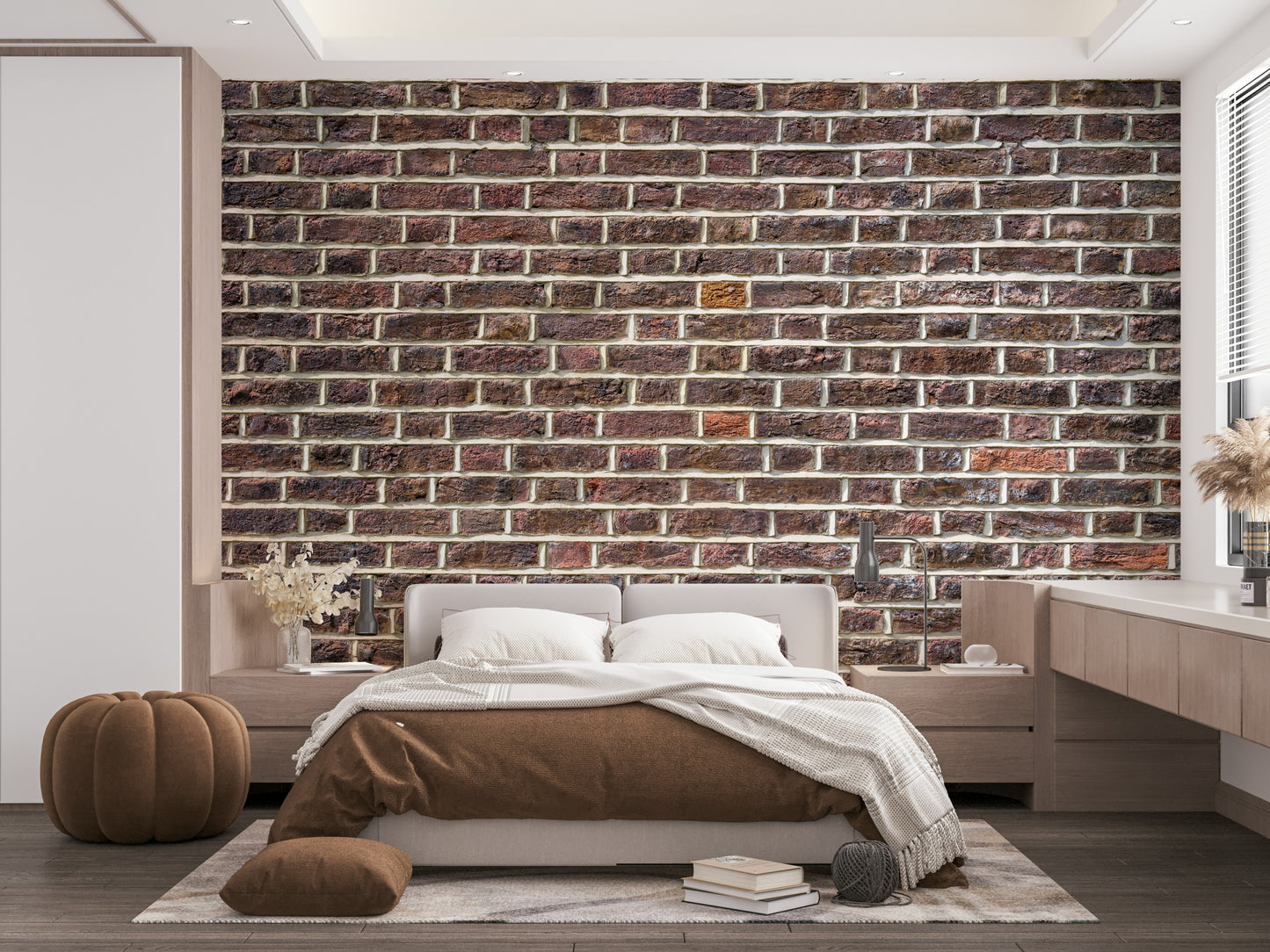 Brick effect wallpaper with vintage charm

