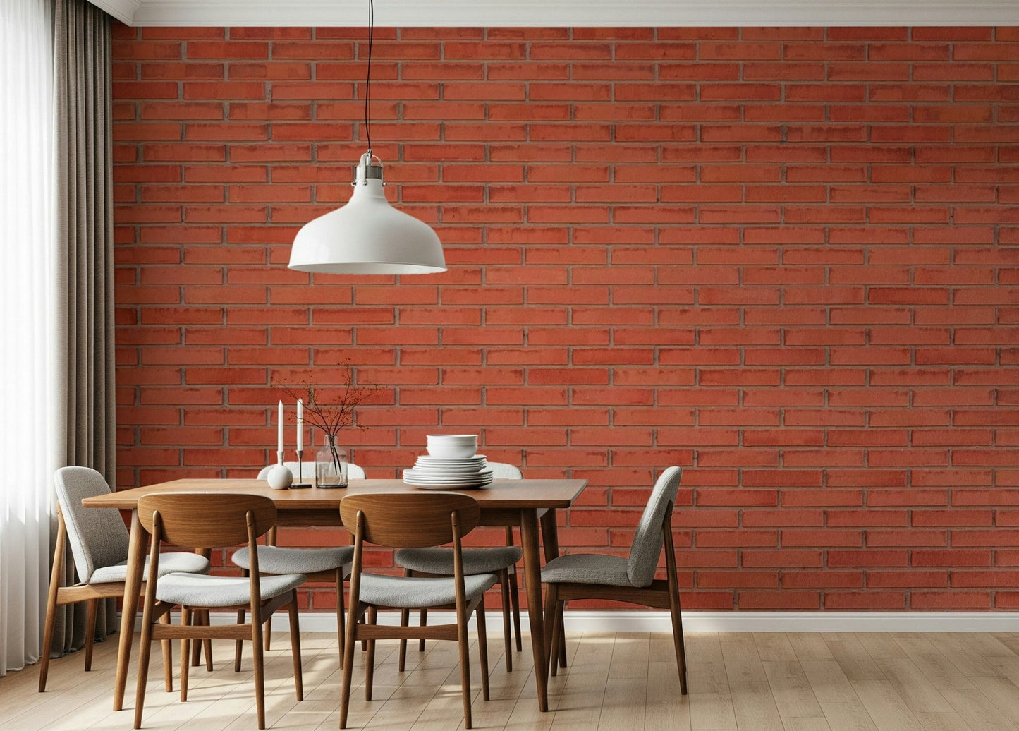 A contemplative faux brick wallpaper mural for a feature wall.

