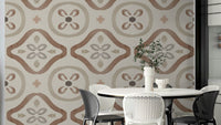This wallpaper is suitable for a dining room, a living room, or a grand hallway.
