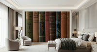 Ornate book titles, Classic Literature Shelf removable wallpaper option.