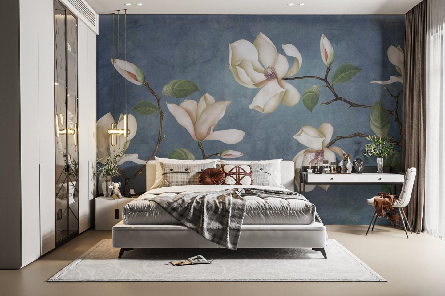 Elegant Magnolia Floral Wall Mural
